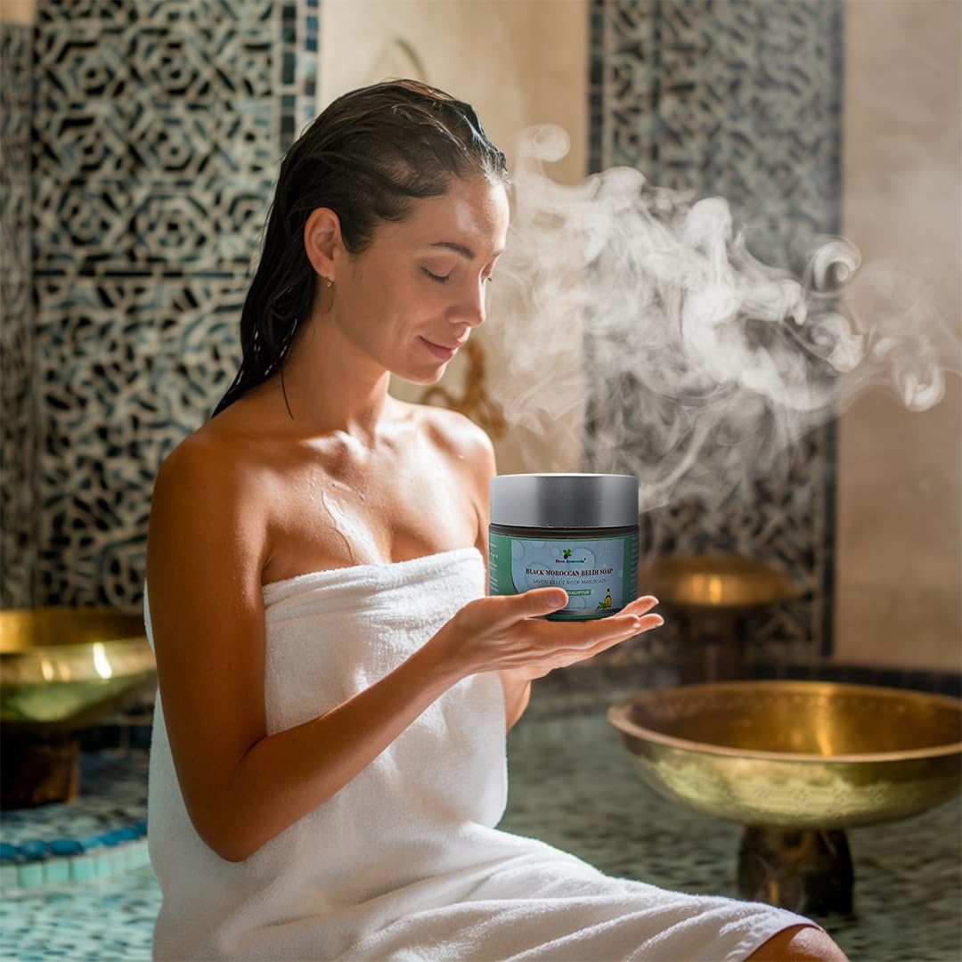 Devi Ayurveda Black Moroccan Beldi Soap With Eucalyptus Essential Oil (Pack of 1) - Image 6