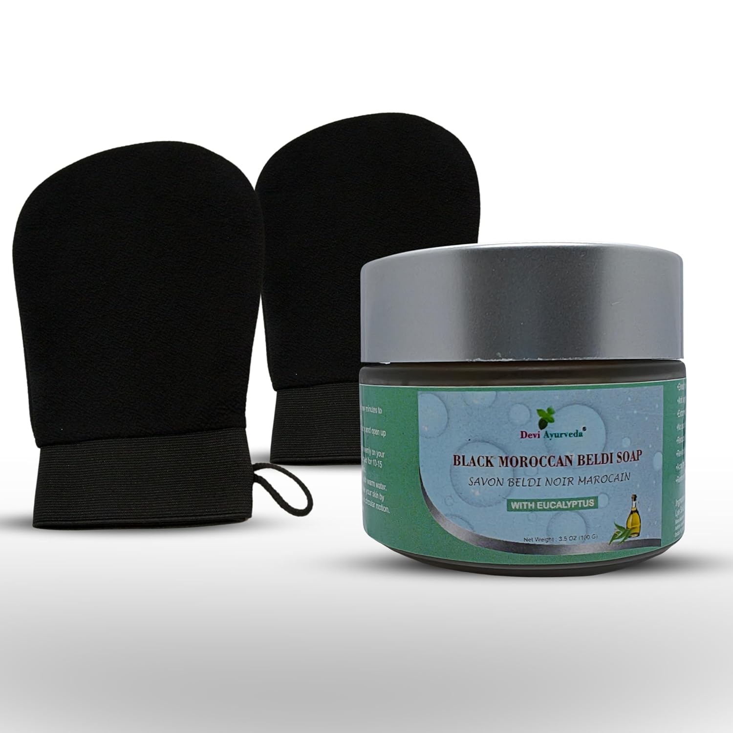 Beldi Soap with Kessa Gloves for Deep With Eucalyptus Essential Oil (1 Beldi Soap + 2 Kessa Gloves) - Image 8