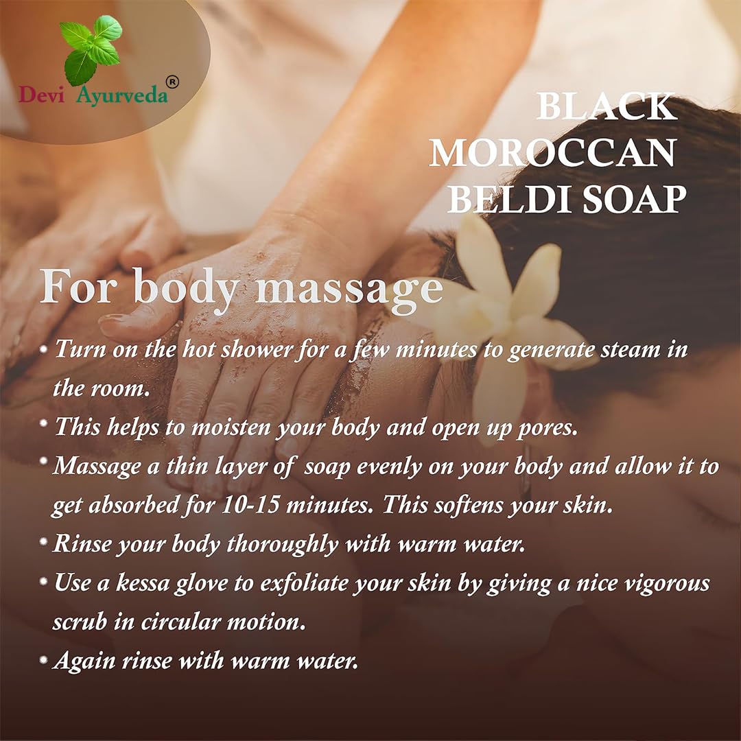 Devi Ayurveda Black Moroccan Beldi Soap With Eucalyptus Essential Oil (Pack of 1) - Image 9