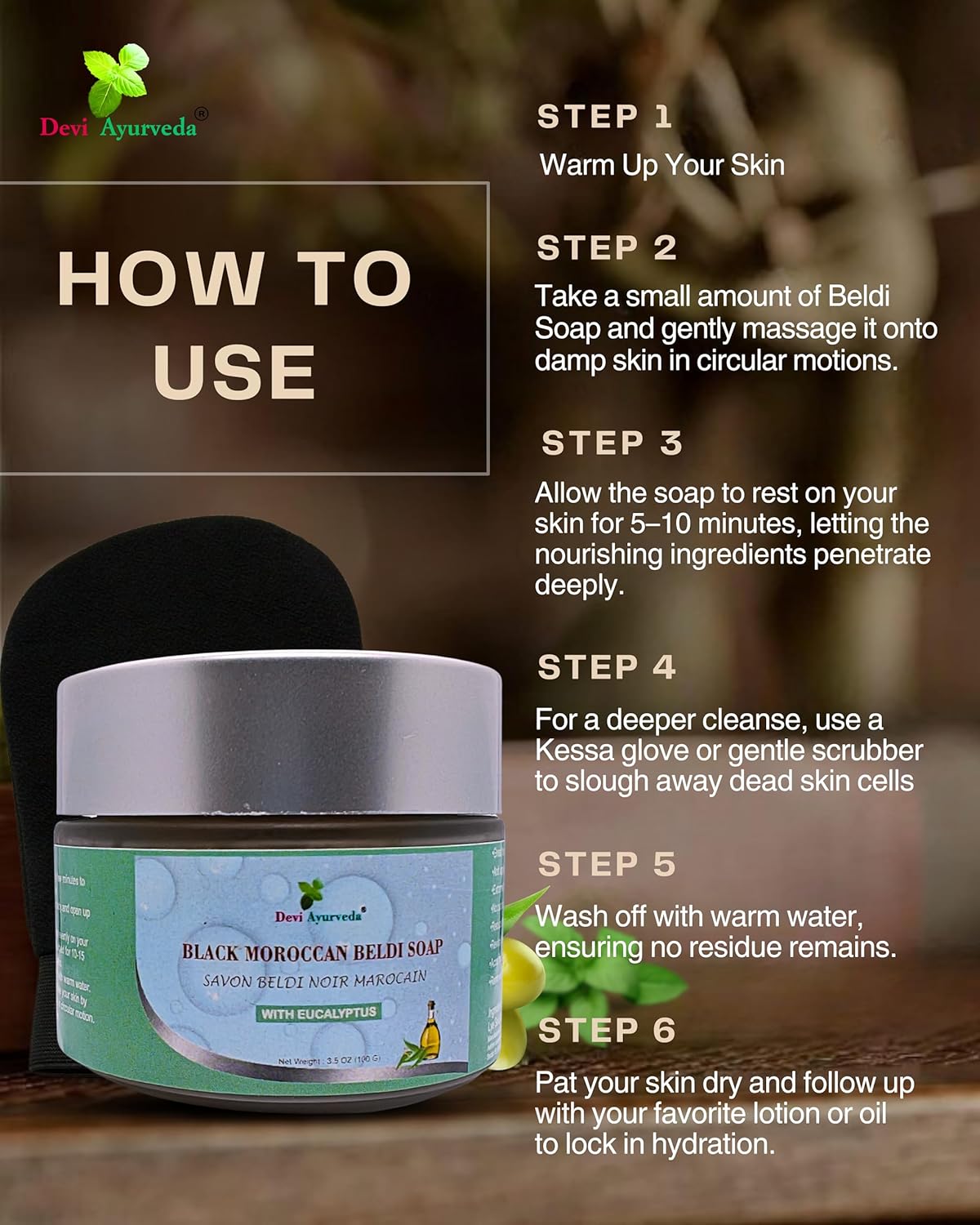 Beldi Soap with Kessa Gloves for Deep Cleansing, Skin Softening, and Detoxifying (2 Beldi Soap + 1 Kessa Gloves) - Image 11